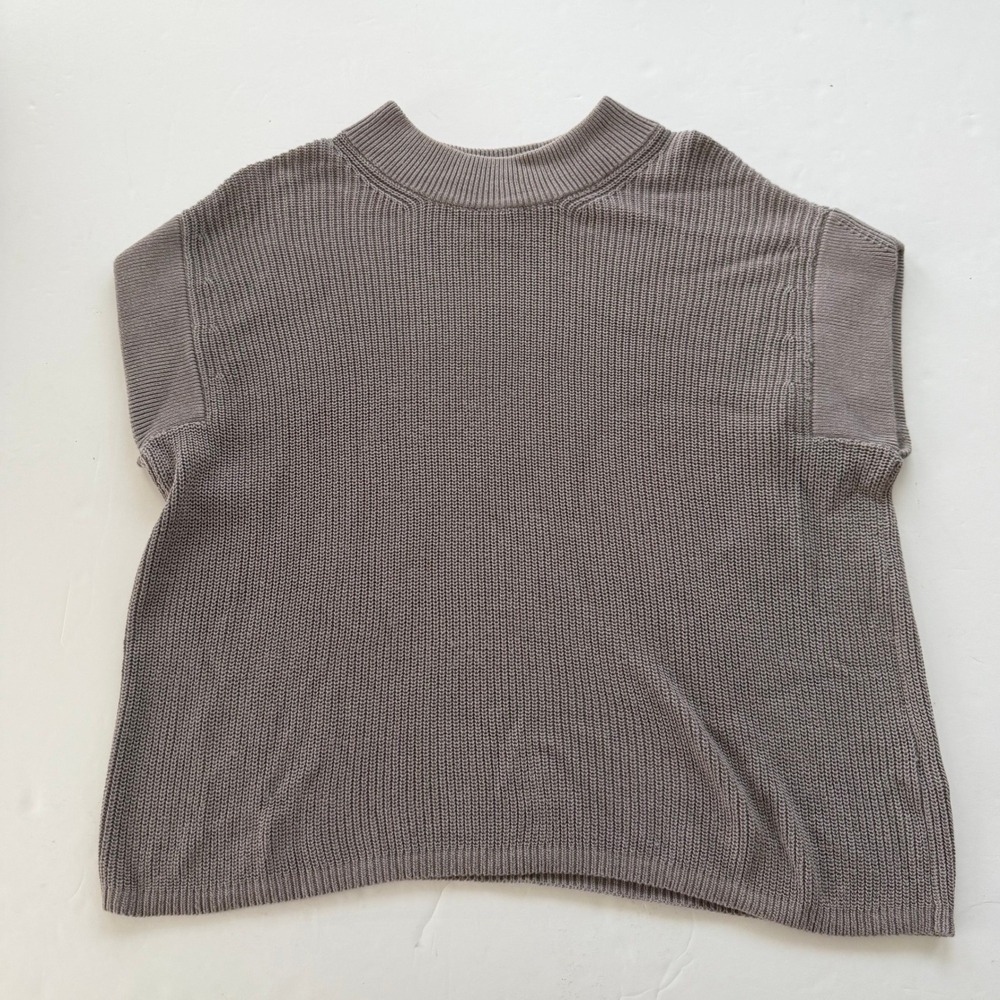 Haven Well Within Sweater Vest Medium Taupe Brown Ribbed Knit Mock Neck Womens